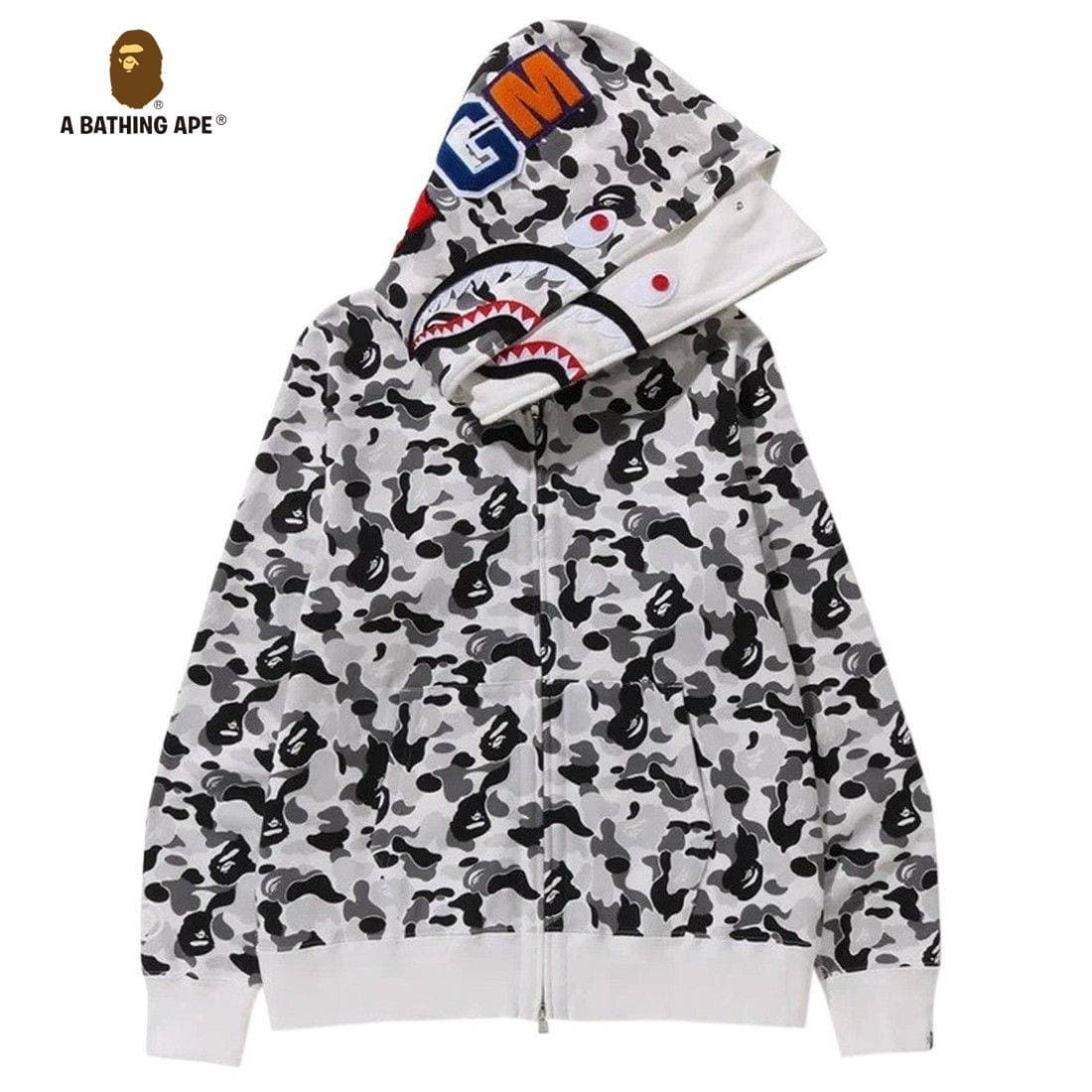A BATHING APE ABC Camo Shark Full Zipper Double Layer Hoodie High Quality Pure Cotton Version SHARK FULL ZIP HOODIE MENS AND WOMEN
