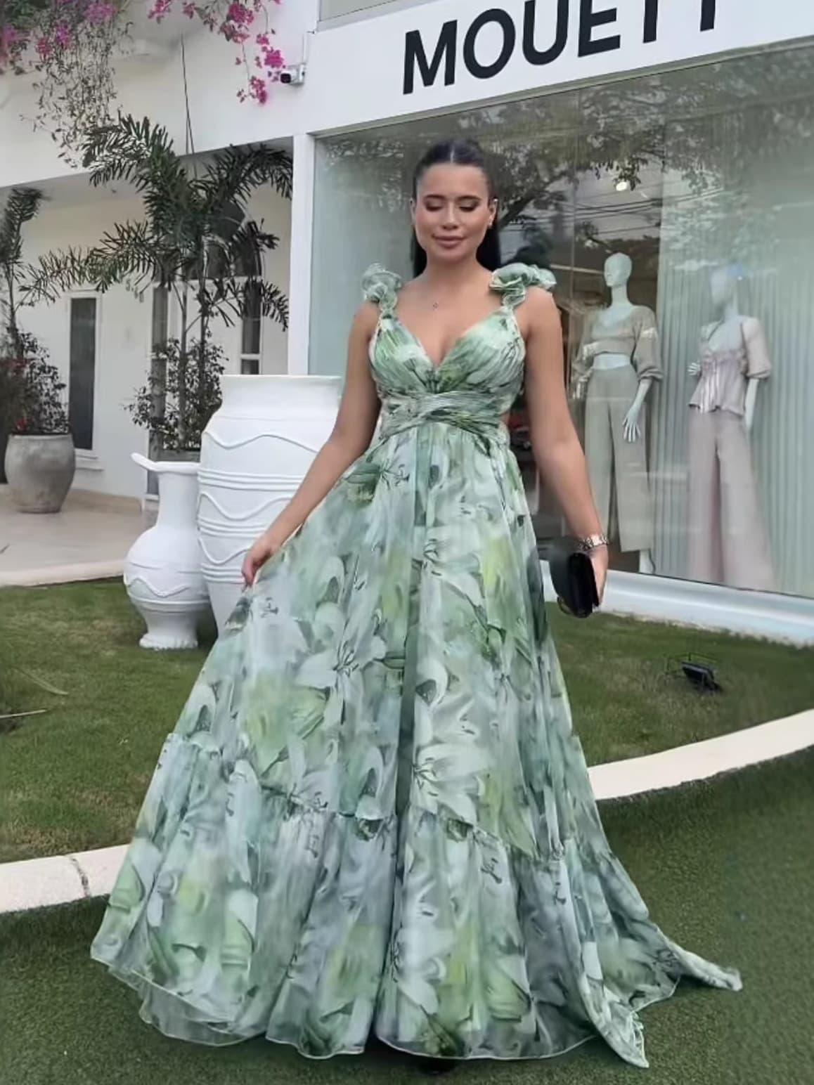 Women's Clothing Floral Print Dress Women's Sexy Halter Neck Vacation Style Pleated Long Skirt For Formal & Casual For Women