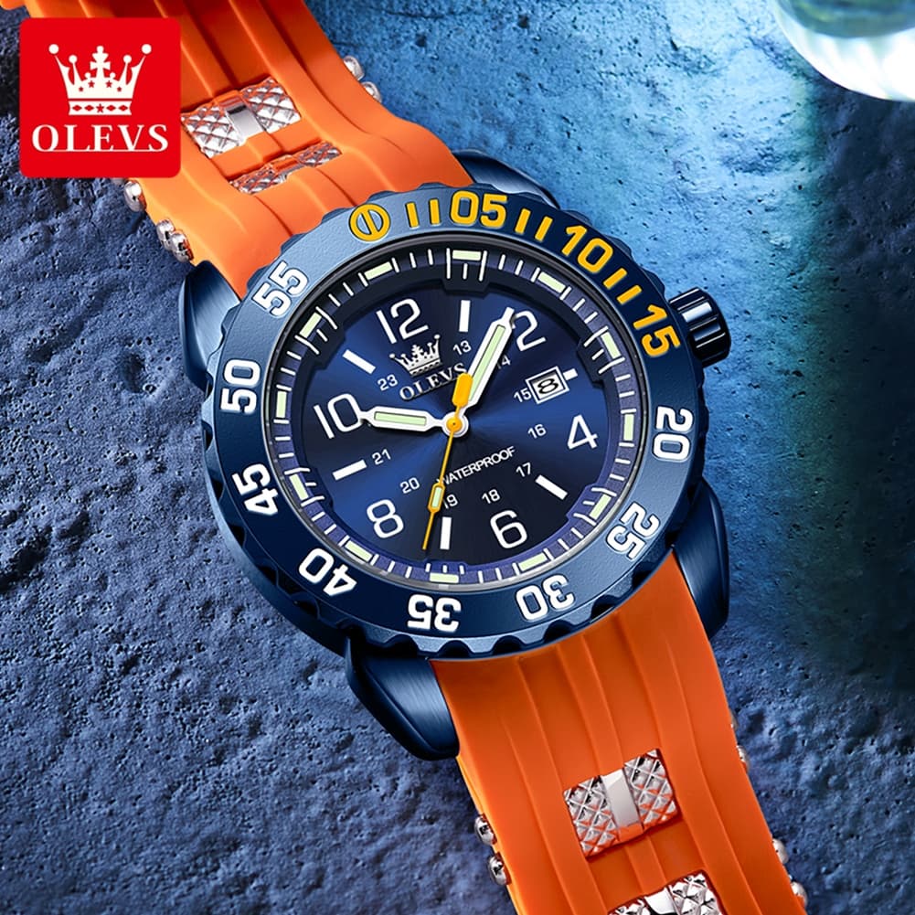 Watches For Man Original Quartz Watch Waterproof Luminous Arabic Date Sports Watches Silicone Strap Box Gifts