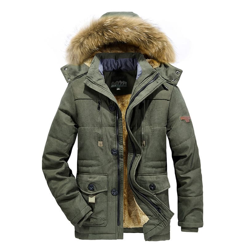 Men's Heavyweight Nylon Winter Coat With Fleece Lining, Oversized Long Parka For Extreme Cold Weather