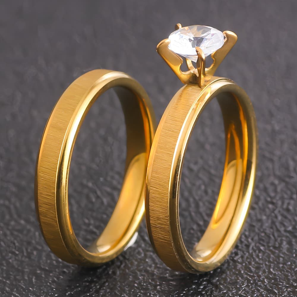 Stainless Female Fashion Ring, Male Titanium Steel Personalized Jewelry, Couple Mosang Stone Water Diamond Ring