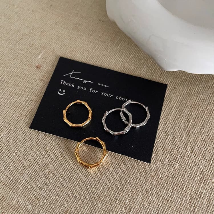 Design metal bamboo earrings for women retro gold design earrings autumn and winter simple cold wind ear accessories