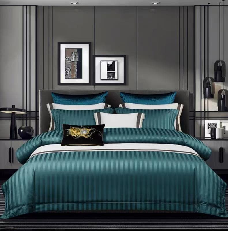 Jacquard Satin Duvet Cover Set Luxury 3-Piece Bedding Pillowcases Included Wrinkle Resistant Soft