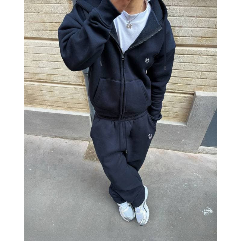 Men's Clothing Embroidered/Printed Hoodie & Sweatshirt Sets (Also Available With Drawstring Hoods), Street Fashion Trend, Featuring Pockets.