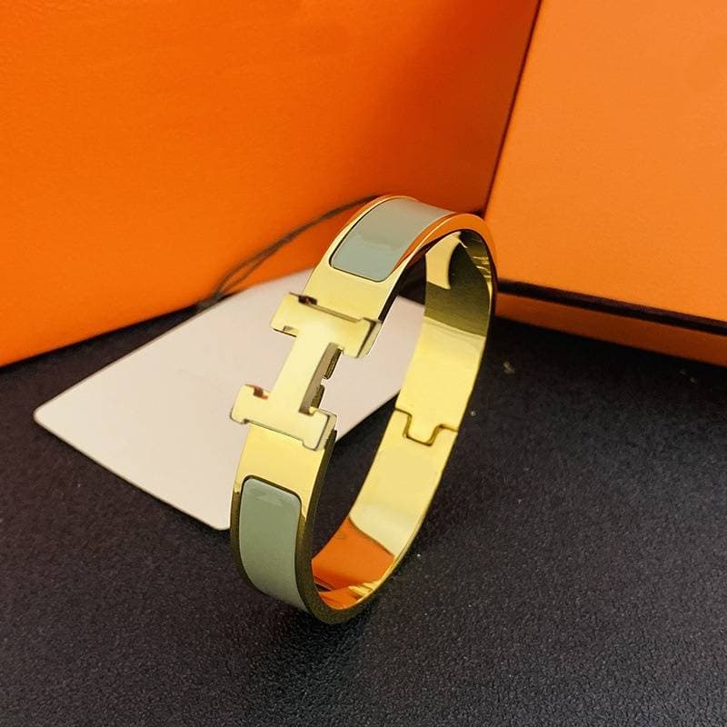 Bracelet classique en émail avec lettre H de créateur, large boucle en or, bracelet H européen et américain, bracelet pour couple