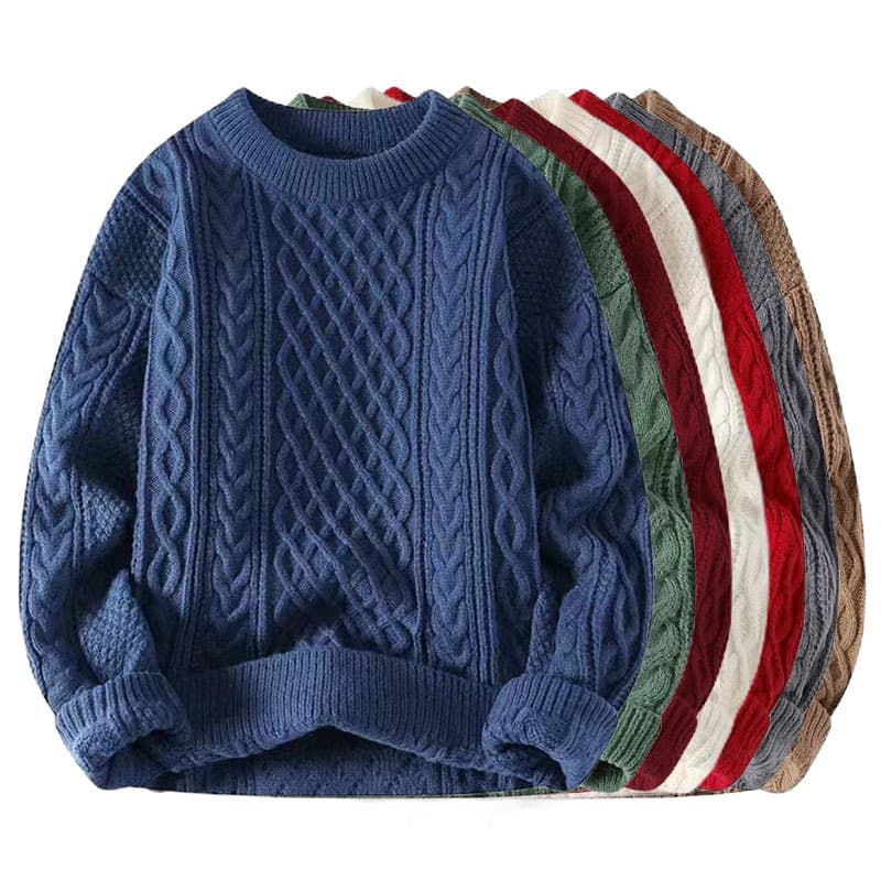Oversized Knit Sweater – Fleece-Lined Winter Thermal (S-2XL, Round/High Neck)
