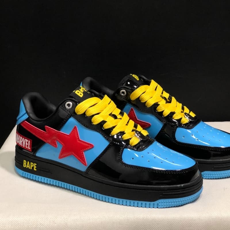 Bapes Sta To Low Ape Head Chaussures de sport basses en cuir laqué classique