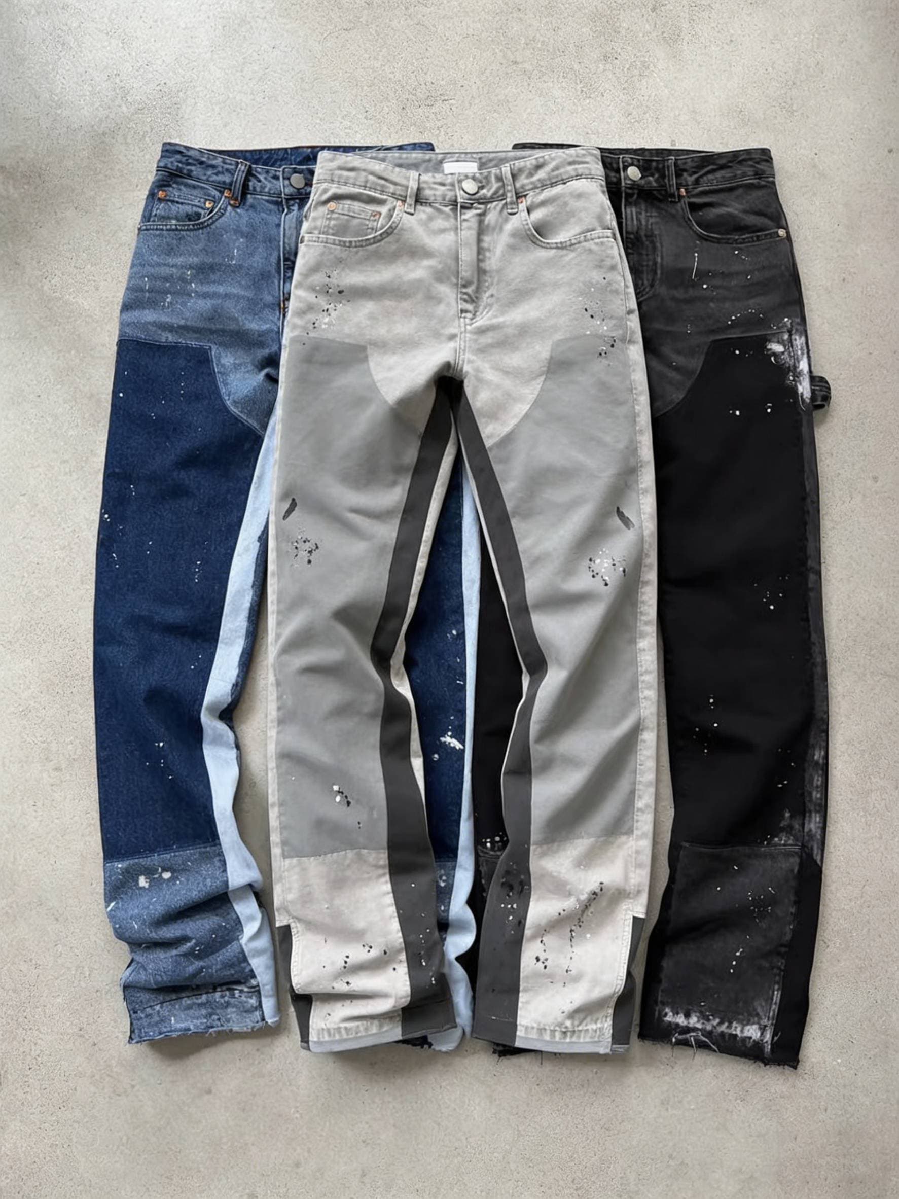 Men's Clothing 26 Fashion Overalls Hot Selling Elastic Patch Denim Layered Flared Pants