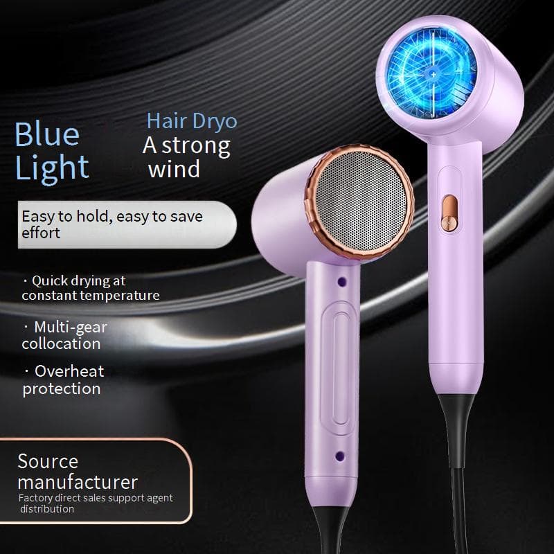Professional 800W Hair Dryer With Blue Light, 3 Speed & Heat Settings, ABS Shell, Overheat Protection – Ideal For Home, Dorm & Travel