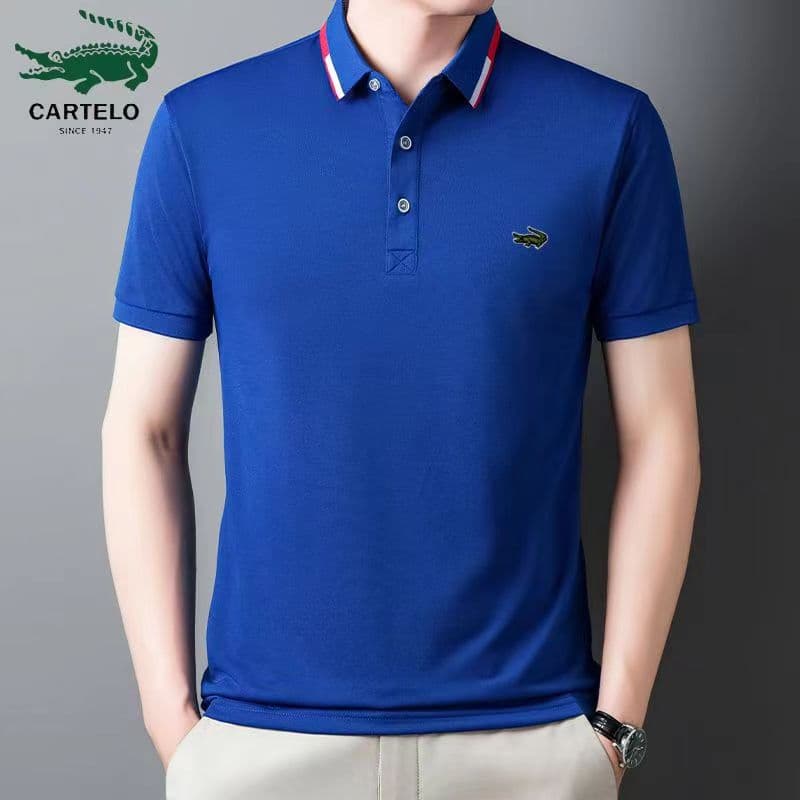 Polos homme en coton brodé, collection printemps-été, décontractés et respirants, à revers.