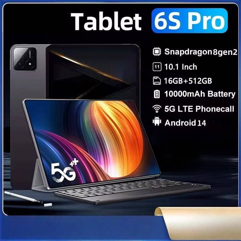 10.1" Android Tablet Pad 6S Pro - 2GB RAM + 32GB Storage, HD IPS Screen, Dual SIM, WiFi, Bluetooth