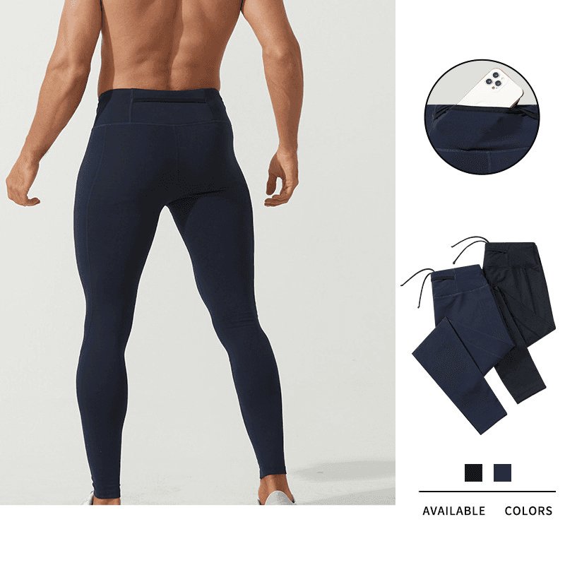Men's Clothing High Elastic Basketball Sports Tights Men's Back Waist Pocket Quick Drying Compression Pants Outdoor Running Training Fitness Trousers