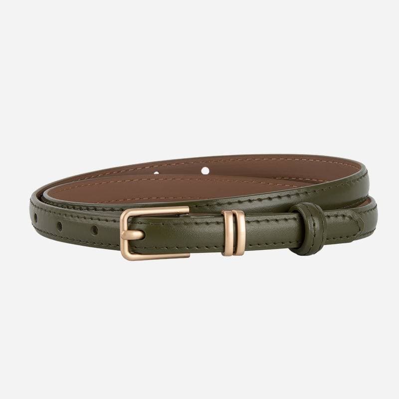 Ins Style Leather Belt Ladies Gold Double Bar Jeans Sub Decoration Simple Casual Style Thin Belt