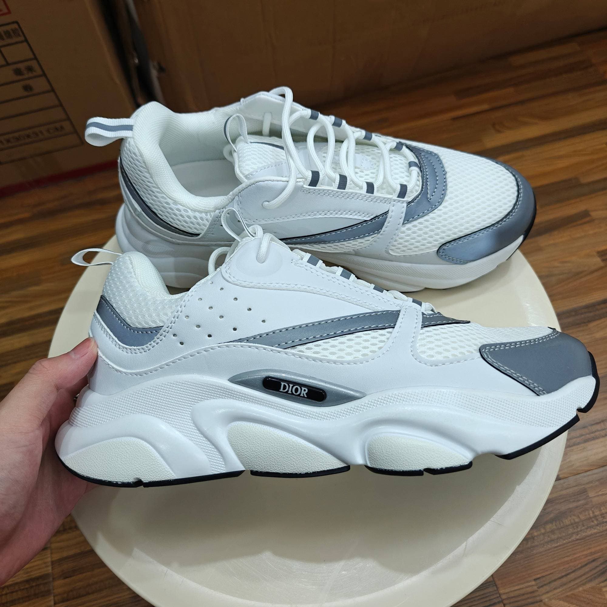 Dior B22 Chaussures décontractées pour hommes et femmes, en cuir et textile, style tendance et polyvalent, coupe basse.