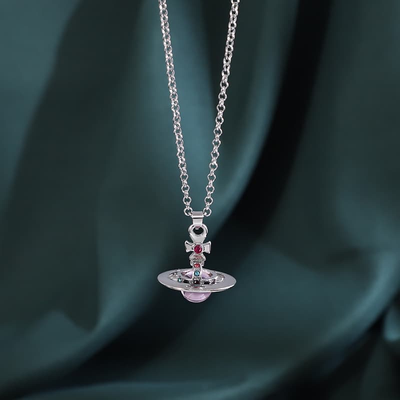 Collier boule de cristal Empress Saturn, nouvelle collection, strass colorés, chaîne de pull haut de gamme