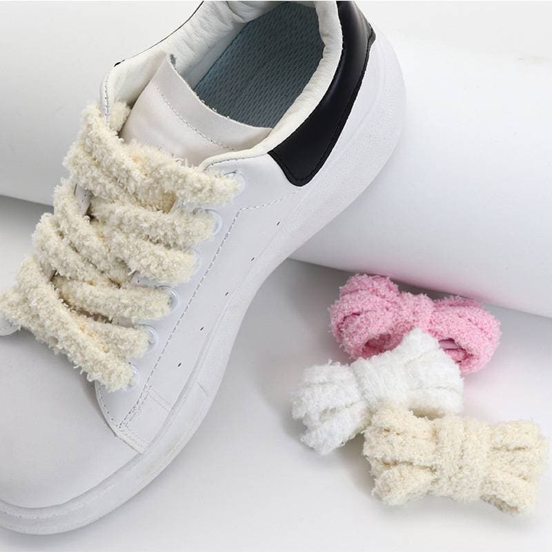 Shoe Accessories solid color plush double layer shoelaces flat widened 1cm suitable