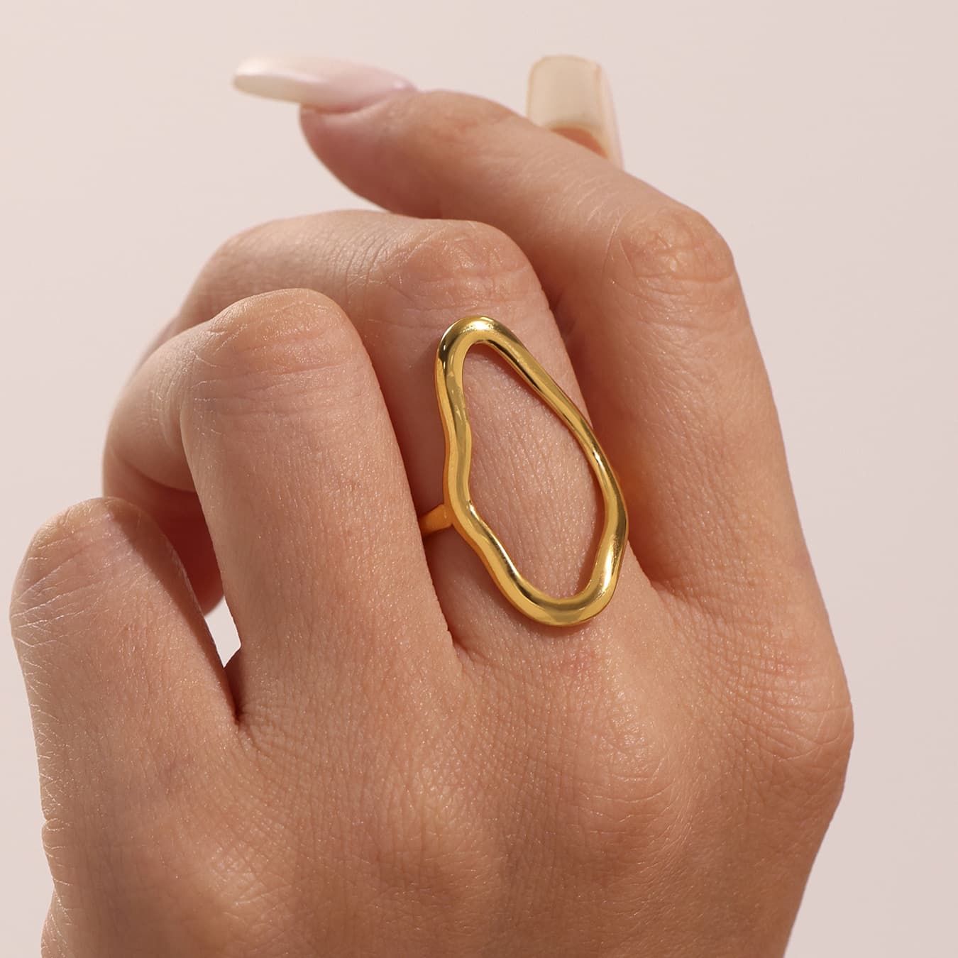 Square Sugar Geometric Shaped Hollow Ring With Exaggerated Temperament, Titanium Steel Earrings, Niche Ring Bracelets