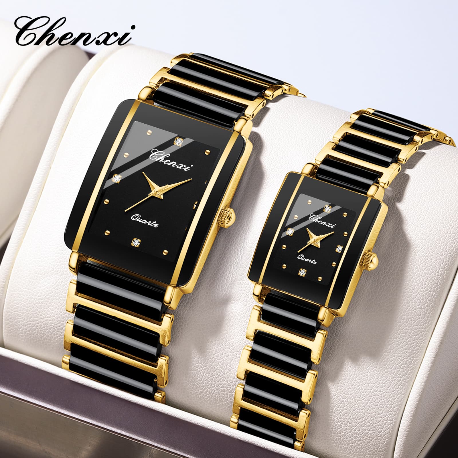 Couple's Watches Luxury Waterproof Relojes Para Damas Wristwatch For Woman And Man Simulated-Ceramics Strap Gift