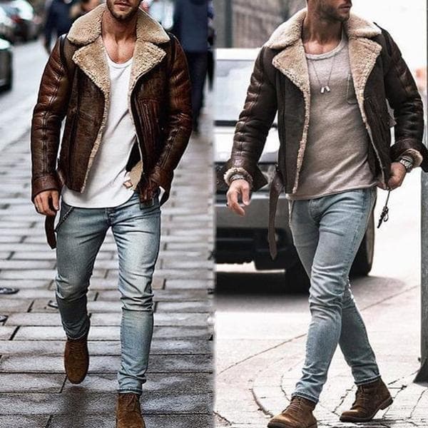 Men's Clothing Men's Jacket Fur Coat Thickened Coat Fur Zipper Men's Clothing