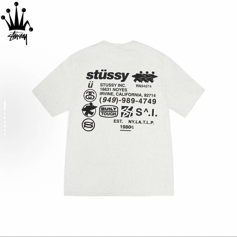 Stussy Letter Figurine Printed Cylindrical Short Sleeved T-shirt Made Of Pure Cotton Fabric For Both Men And Women