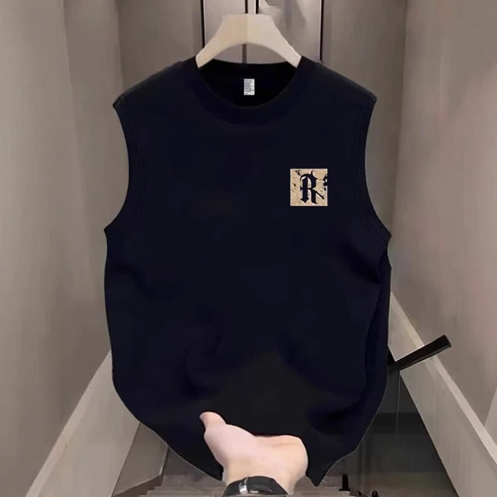 Men's Chinese Style Sleeveless Vest Summer 2025 American High Street Heavyweight Casual Loose Versatile Tank Top White Black