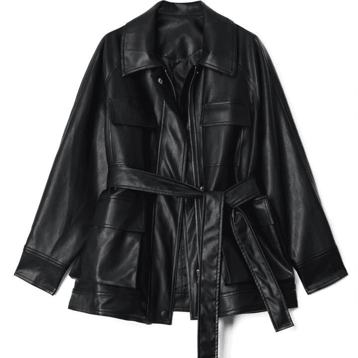 Women's Clothing Leather women's spring new motorcycle jacket mid length retro large profile oversize loose jacket
