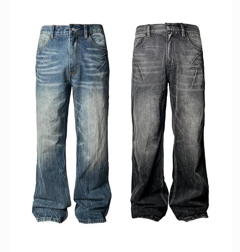 Men's Clothing Straight-leg, Loose, Wide-leg, American Vibe, Flared Jeans, Trendy Fashion Trousers
