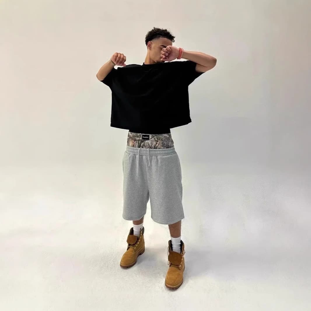 Men's Clothing Retro Double Waist Shorts Men's Loose Fashion High Street European And American Trendy Casual Short Sweatpants