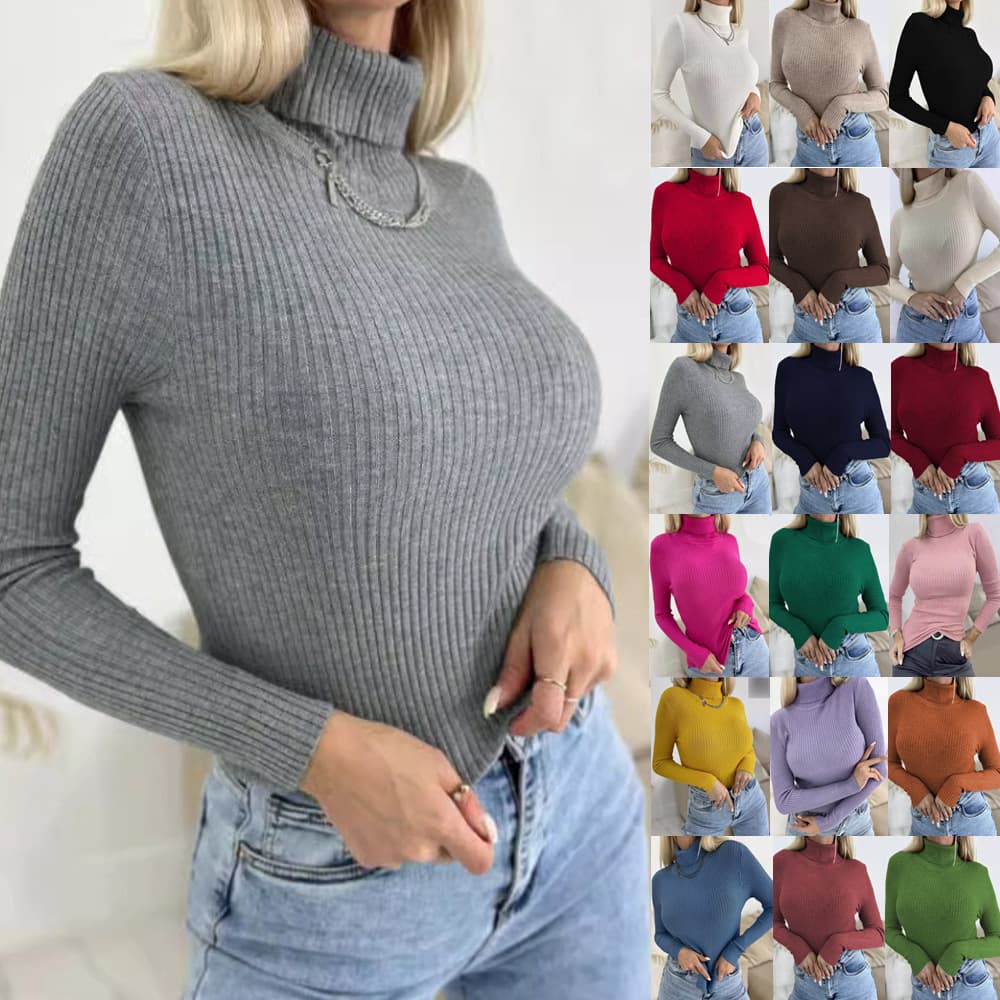 Women's Clothing new independent station turtleneck sweater pullover knitted top T shirt