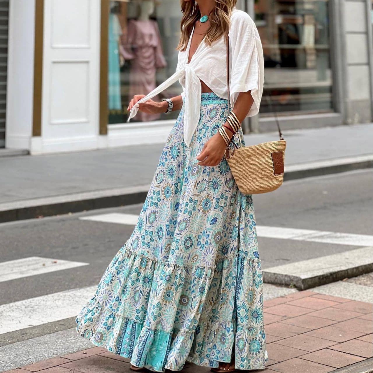 Women's summer new leisure holiday long skirt skirt women