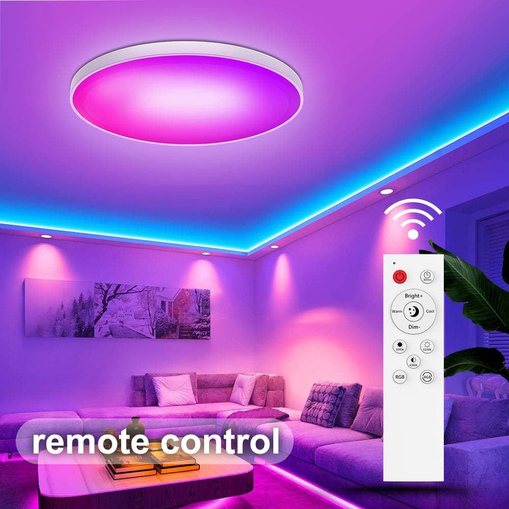Light Bulbs Smart Wifi Bluetooth Remote Control Dimming Color Voice Modern Minimalist Lens Round Ceiling Lamp