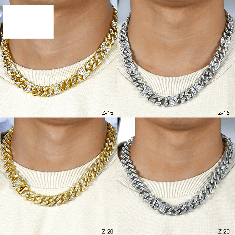 Hip hop men's oval simple full diamond necklace bracelet trend men's accessory chain