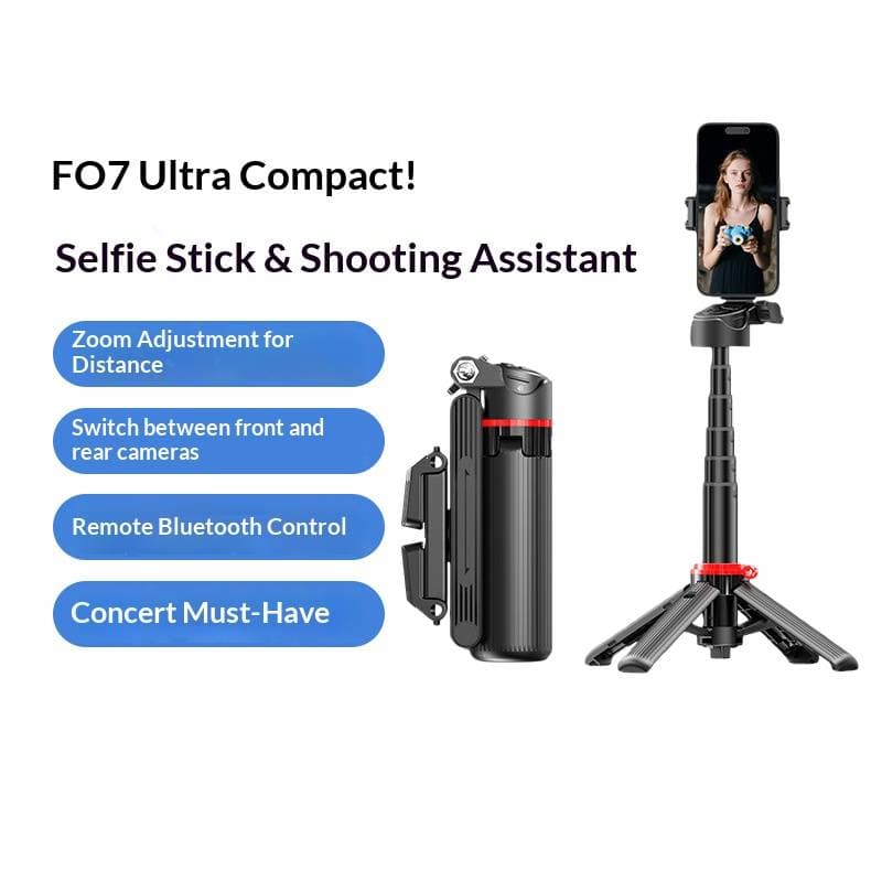 Selfie Stick Tripod F07 With Image Stabilization Extendable Shooting Handle Bluetooth Carabiner Phone Holder