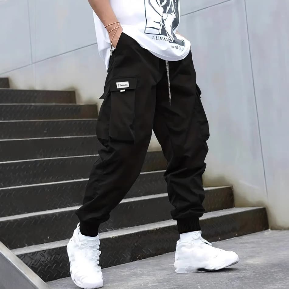 Men's Clothing Casual Pants With Multiple Pockets For Teenagers With Loose Cuffs