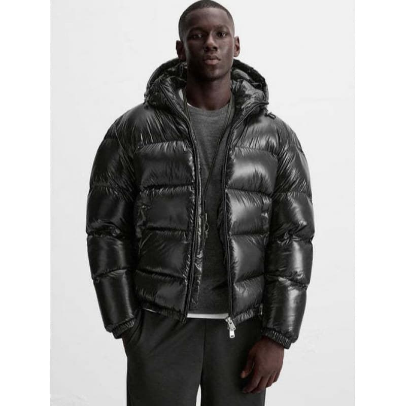 Men's Clothing Premium Winter Coat With Hood - Warm Cotton Padded Jacket For Casual & Outdoor Wear - Solid Color Fashionable Parka