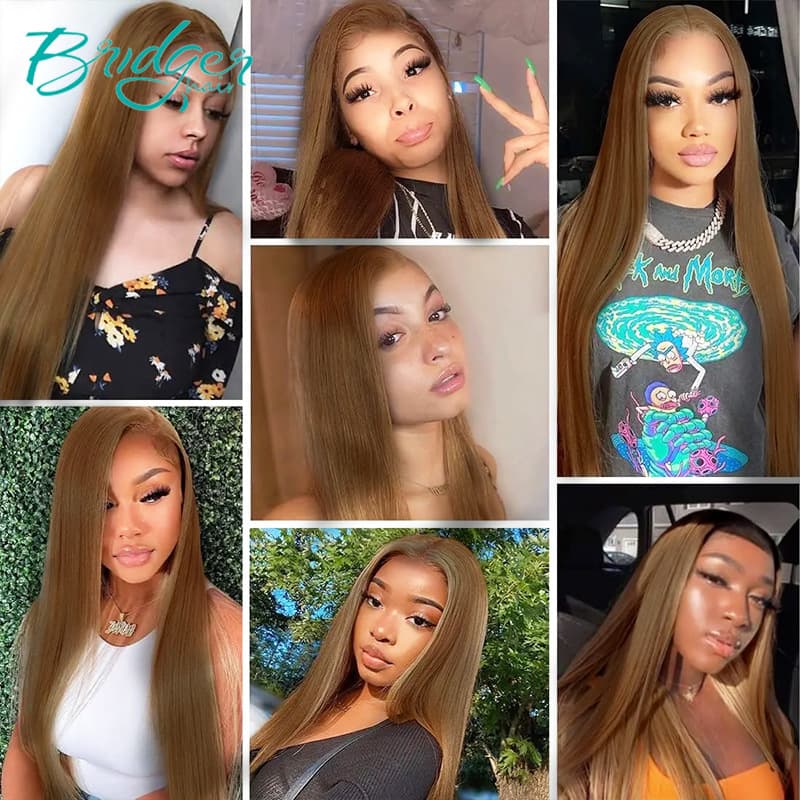 13*4 Lace Headgear Human Hair Color #8 Human Hair lace frontal wigs