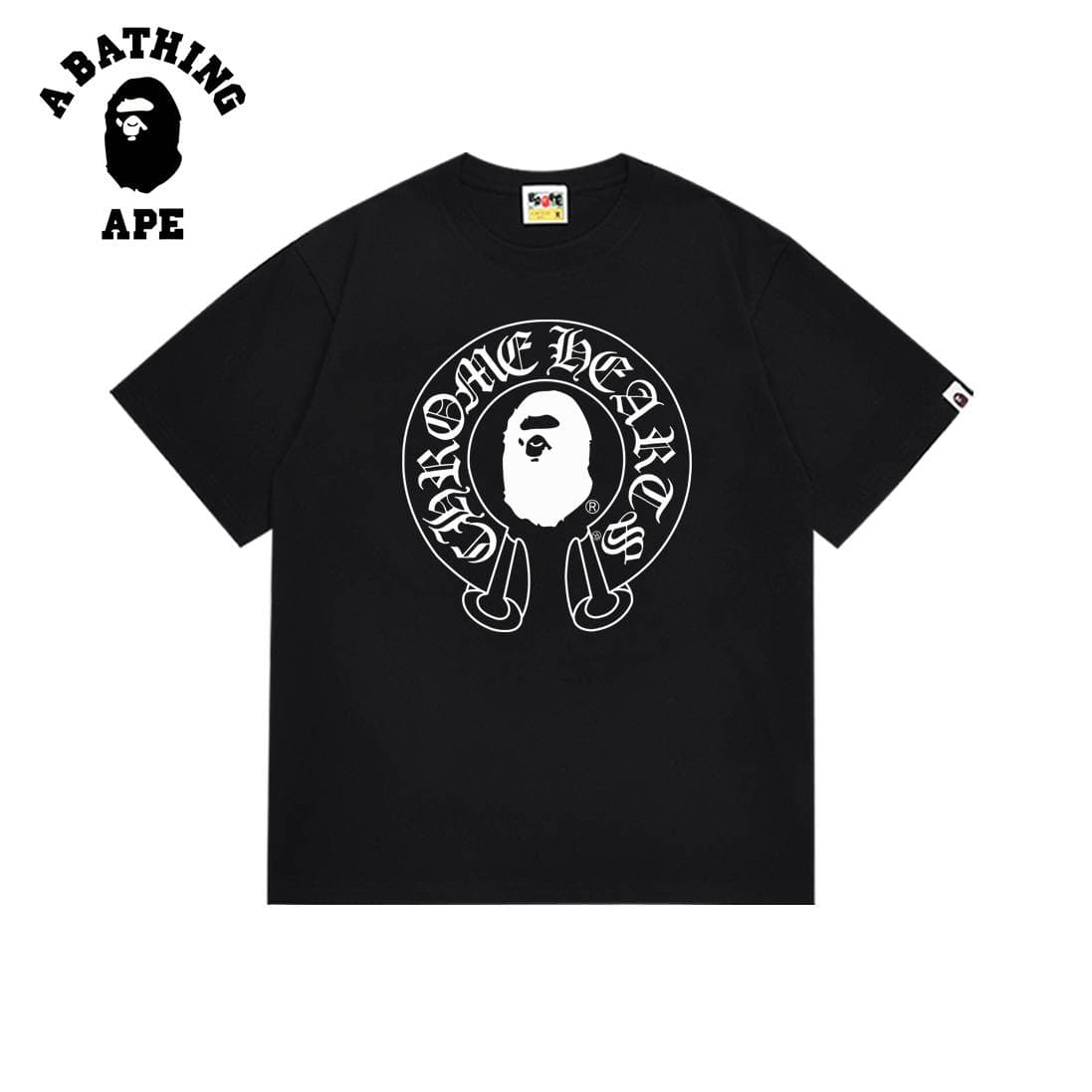 A BATHING APE BAPE-Ape Head Creative Letter Pattern Men's Short Sleeved T-shirt