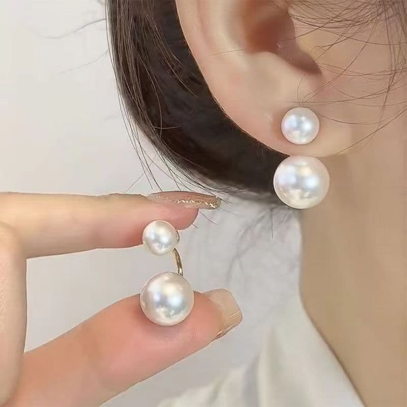 925 Silver Needle Fashion Dual-wear Large Small Pearl For Women, Elegant And Sophisticated, Vintage Sweet Versatile