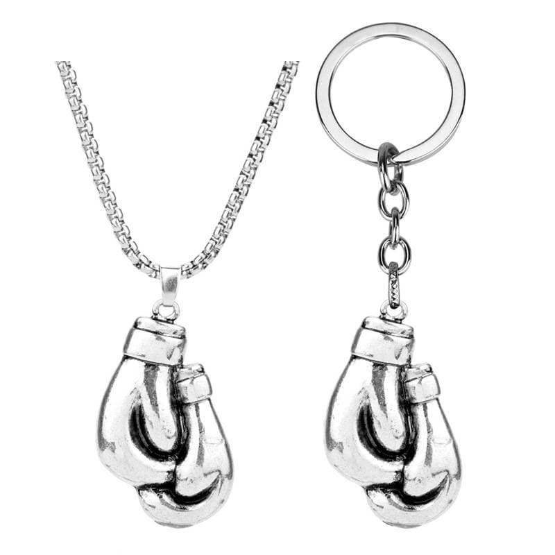 Boxing Gloves Engraved Keychain Stainless Steel Polished Creative Keychain Cross-border E-commerce