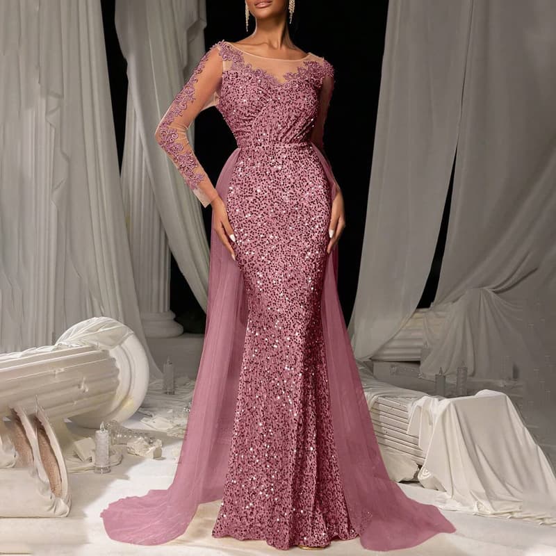 Women's Clothing Ladies' Ball Gown Long Skirt Temperament Fashionable And Elegant Long Lace Party Evening Dress