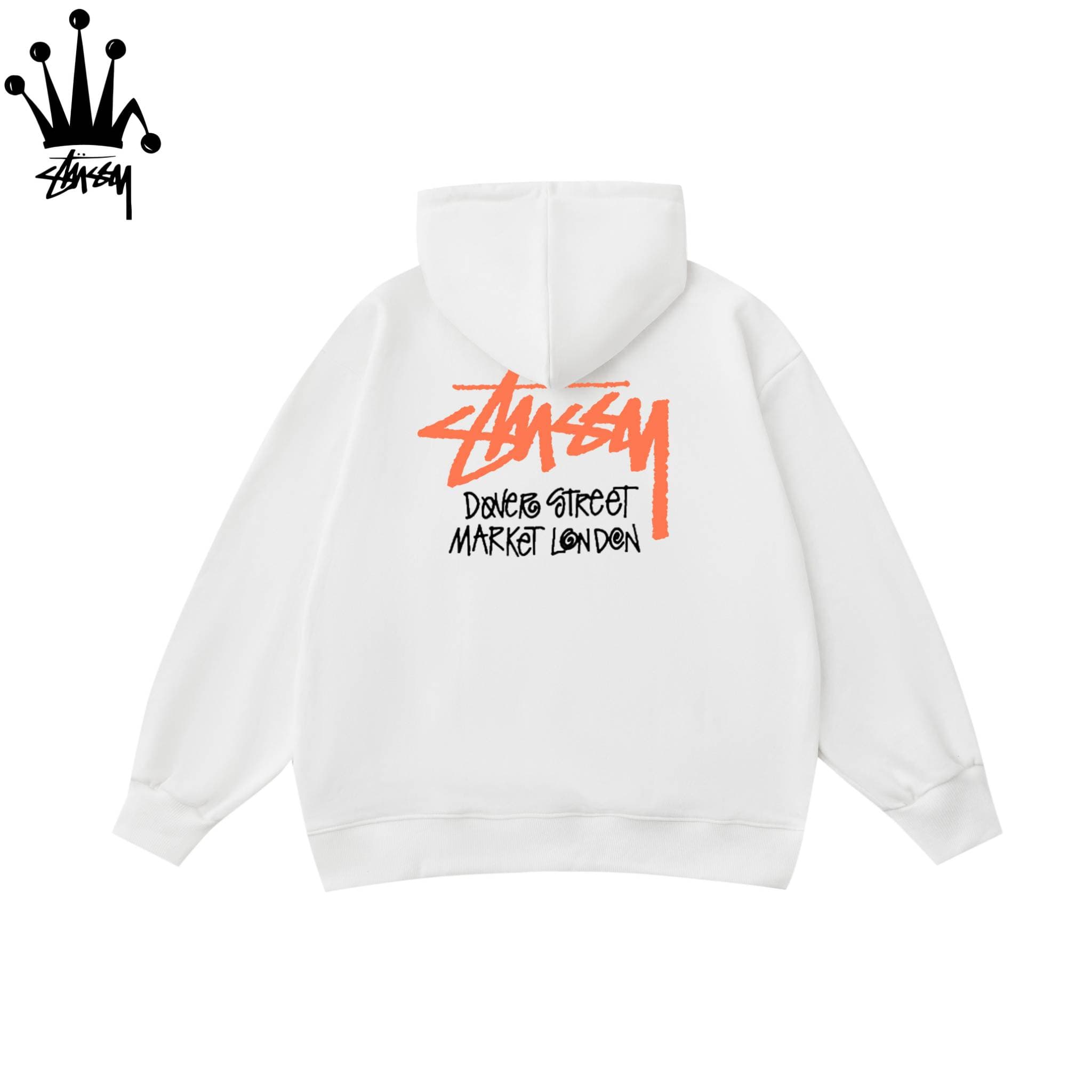 STUSSY Yellow Label Letter Pattern Printed Hoodie Cotton Fabric Unisex