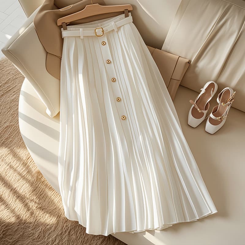 Women's Clothing popular style high end feeling super beautiful white A line high waist skirt female summer