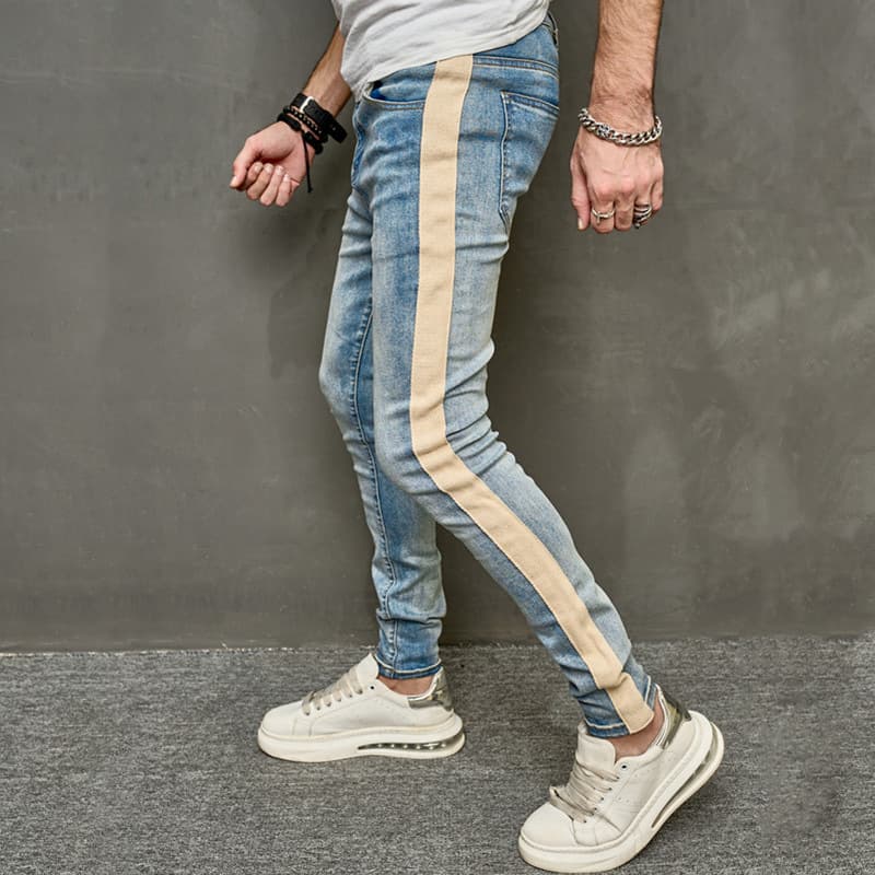 Man's clothing Men's denim solid color slim slim legs stretch slim jeans for men
