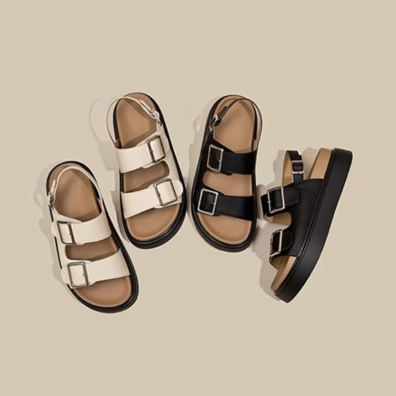 Super Comfortable! Summer Thick Soled Sandals For Women All Match Retro Buckle Niche Casual For Women