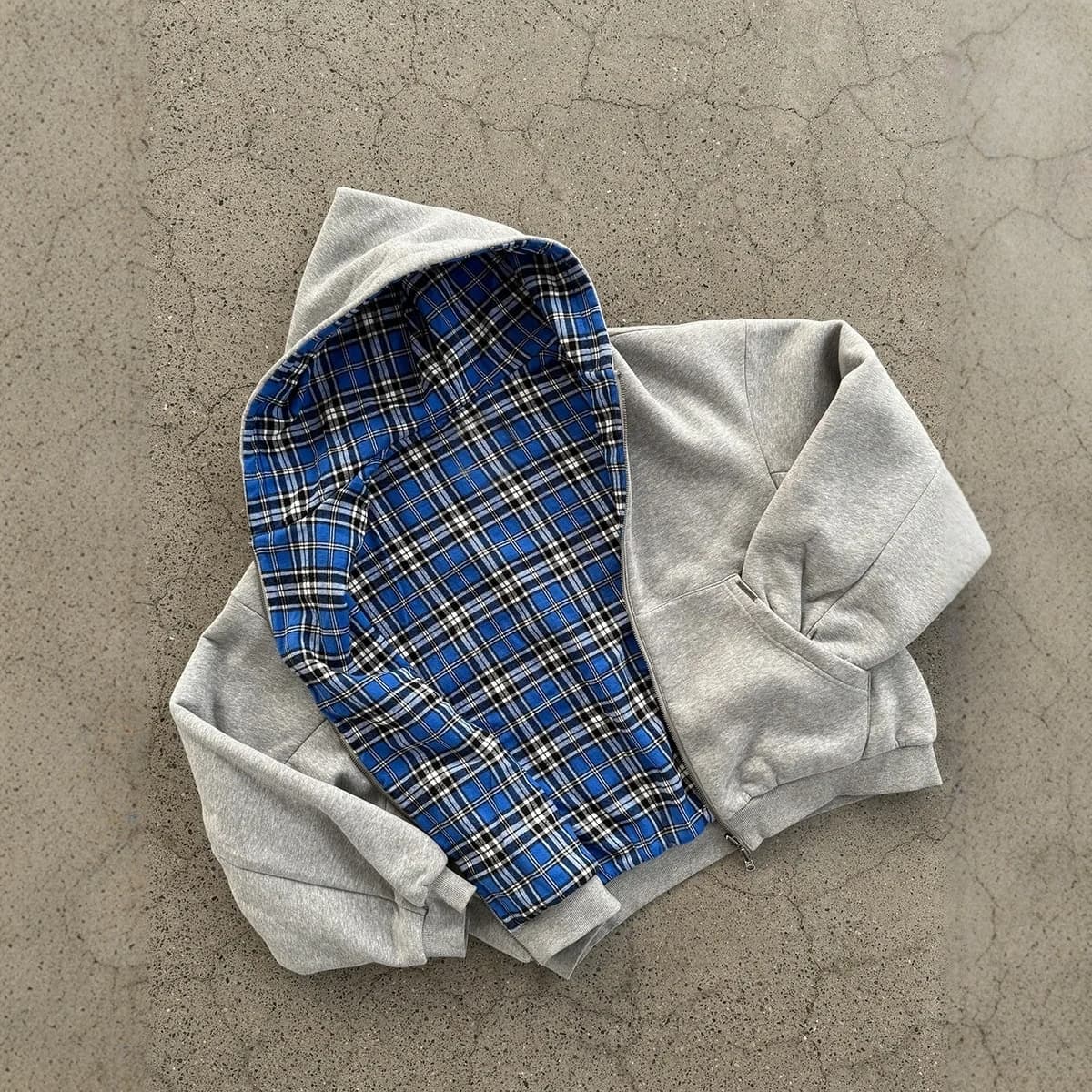 European And American Plaid Splicing Two Wearing Hoodies Y2k Retro Casual Plaid Sweater Loose Versatile Top Tide