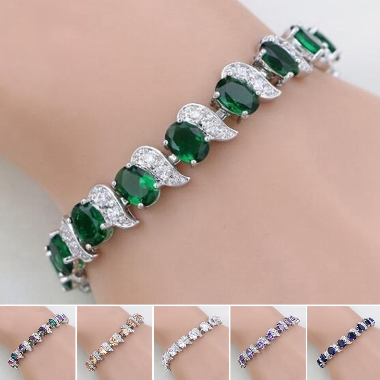 Yamaler Women Bracelet Leaf Charm Elegant Classic Adjustable Blue Rhinestone Embedded Ladies Bracelet Fashion Jewelry