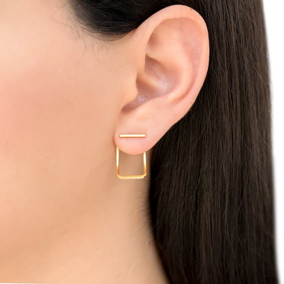 Geometric Rectangular Hollow Curved And Earrings Combination Set Ear Accessories