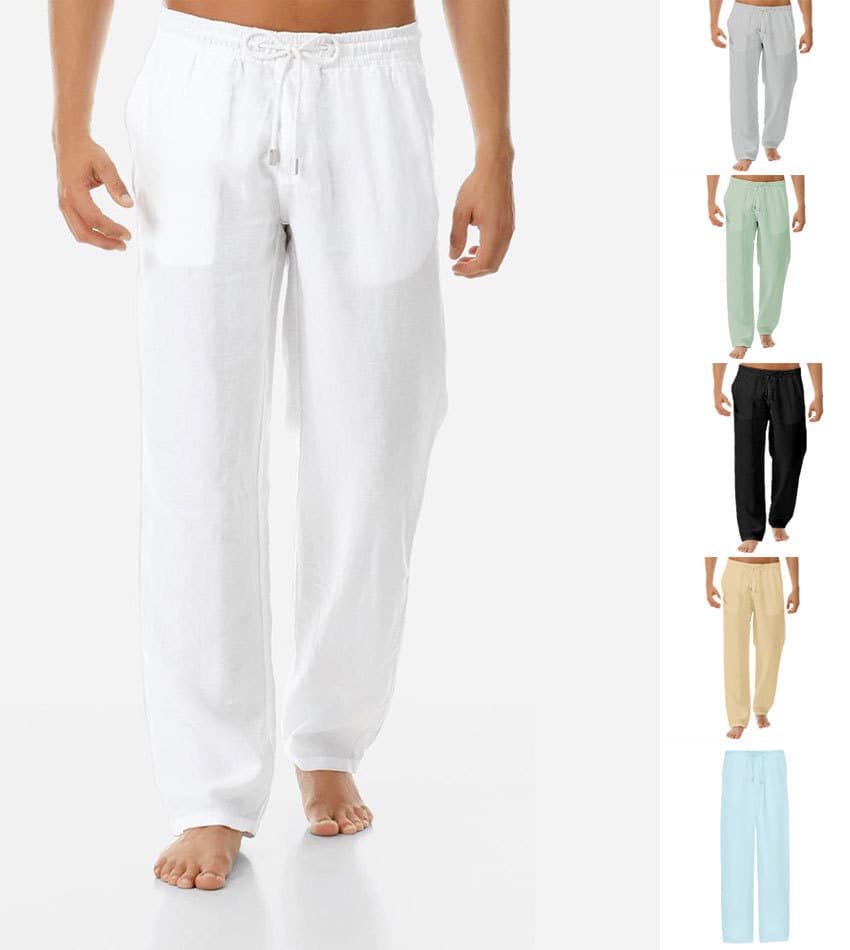 Men's Clothing Men's Simple And Fashionable Solid Color Casual Cotton And Linen Trousers