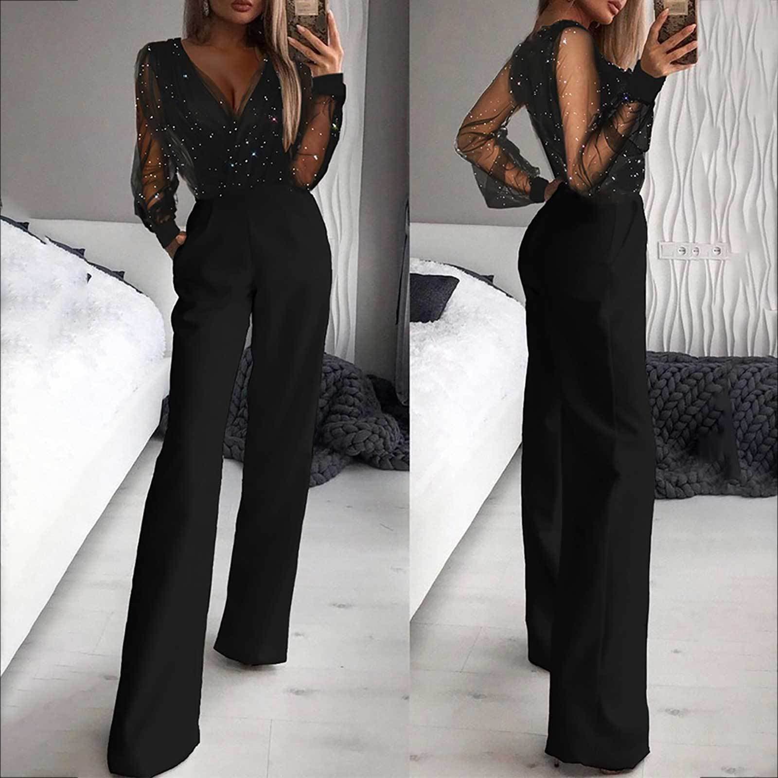 Women’s Clothing e commerce clothing mesh powder splicing jumpsuit