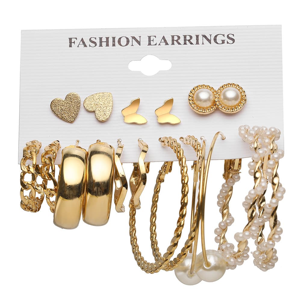 Lot de 11 boucles d'oreilles en perles torsadées en forme de cœur pour femmes, très tendance
